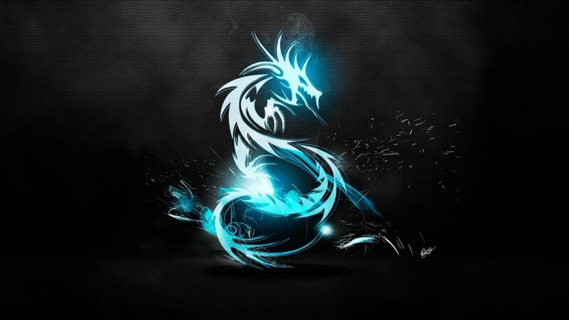 Blue Glowing Dragon — Black