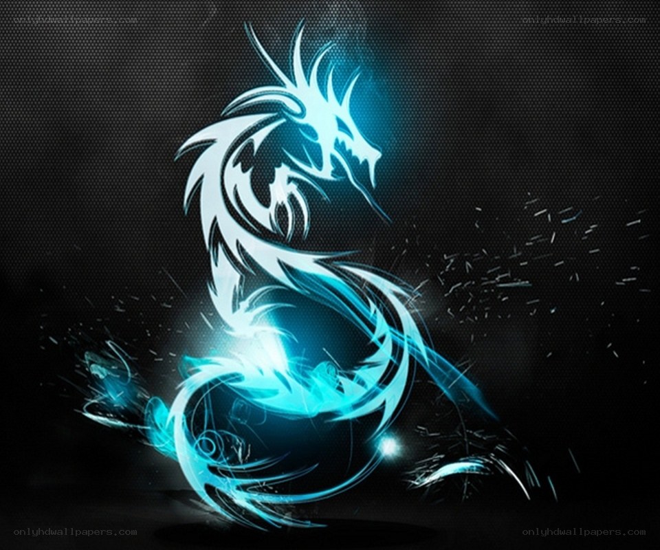 Blue glowing dragon design