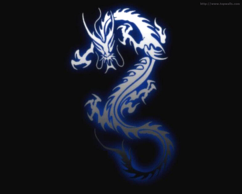 Blue Glowing Dragon — Dramatic, Night, Digital Art