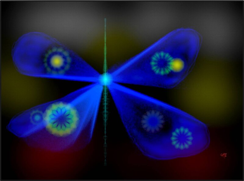 Blue Glowing Dragonfly