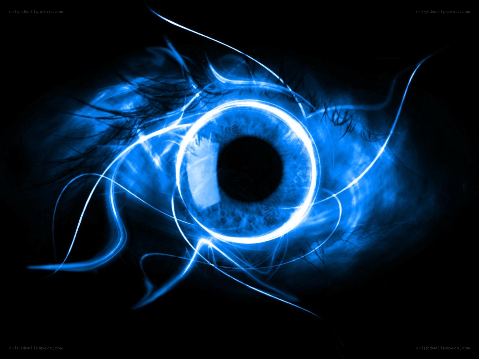 blue glowing eye art
