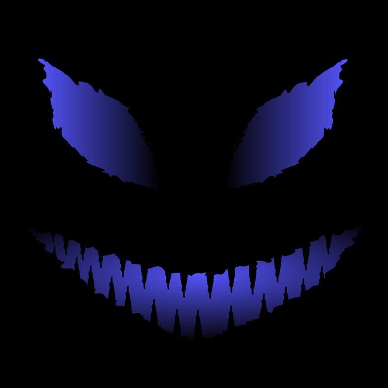 Blue Glowing Eyes and Teeth