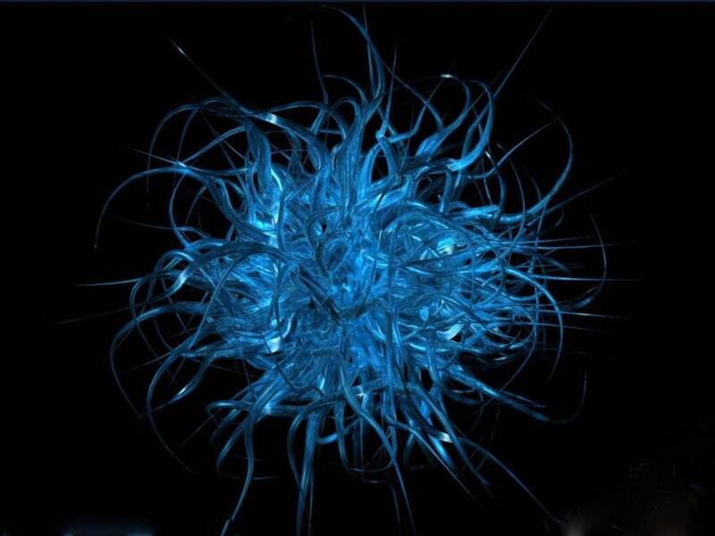 Blue Glowing Fiber Structure