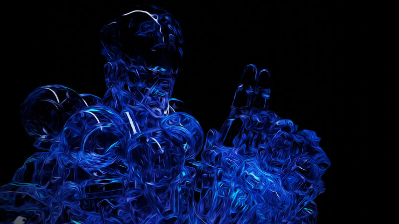 Blue Glowing Figure — Dramatic