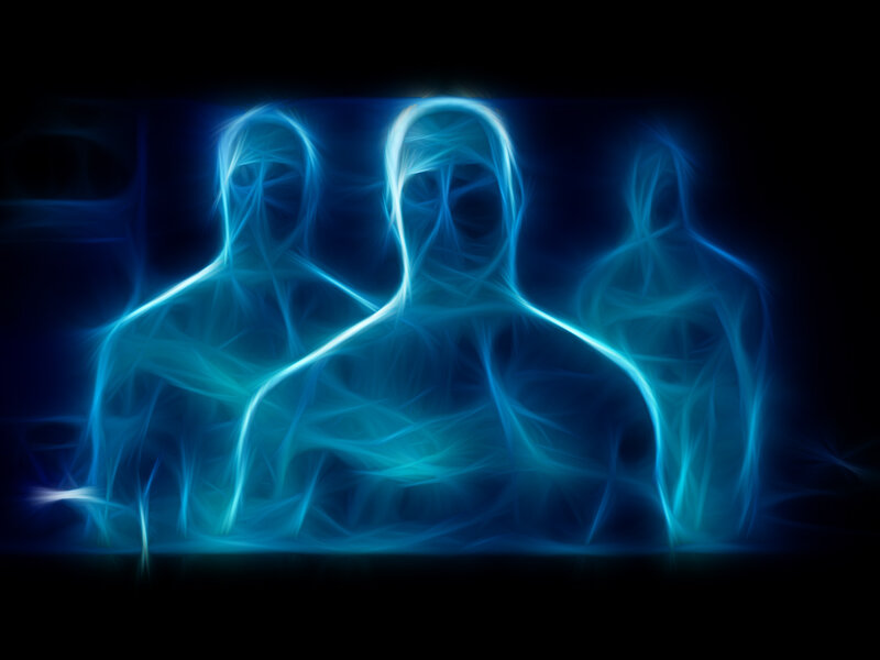 blue glowing figures