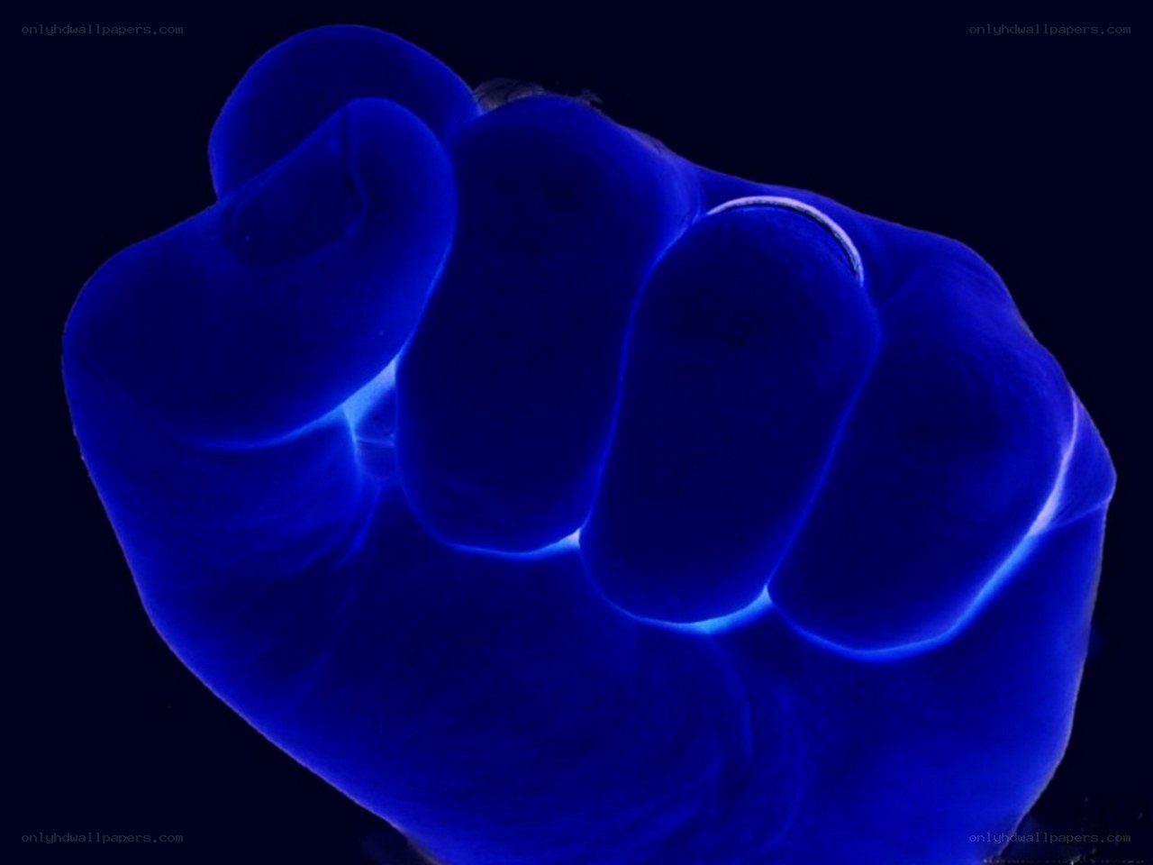 blue glowing fist