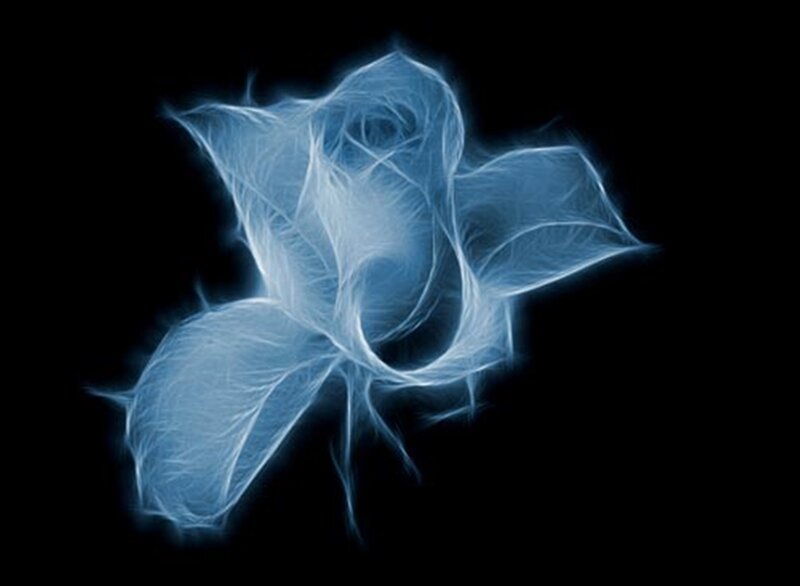 Blue Glowing Flower — Ethereal, Digital Art