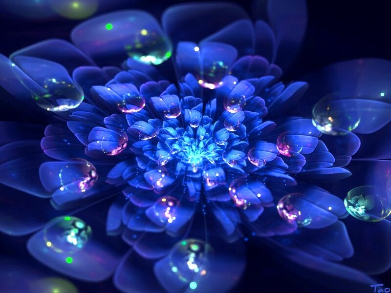 Blue Glowing Flower — Ethereal, Night, Digital Art