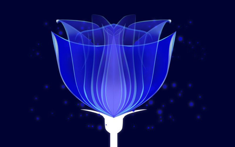 Blue Glowing Flower — Serene