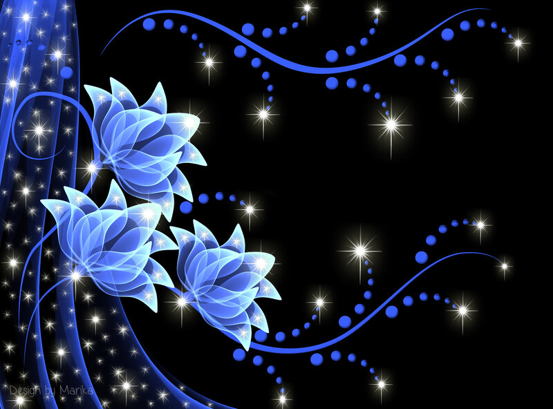 Blue Glowing Flowers — Dreamy, Night