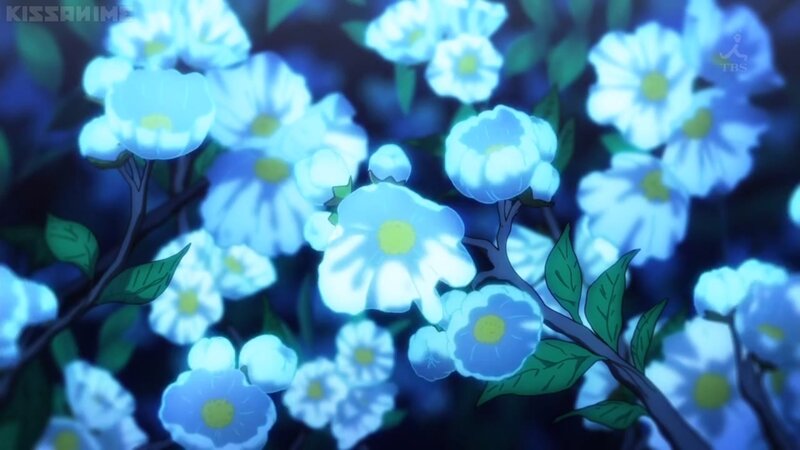 Blue Glowing Flowers — Serene, Night, Anime