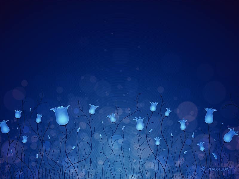 Blue Glowing Flowers — Serene