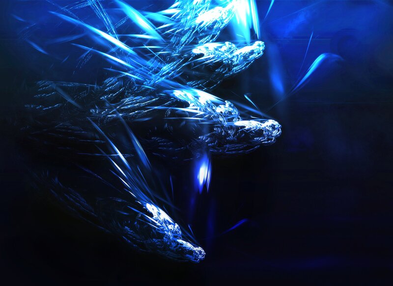 Blue Glowing Fractal Shapes