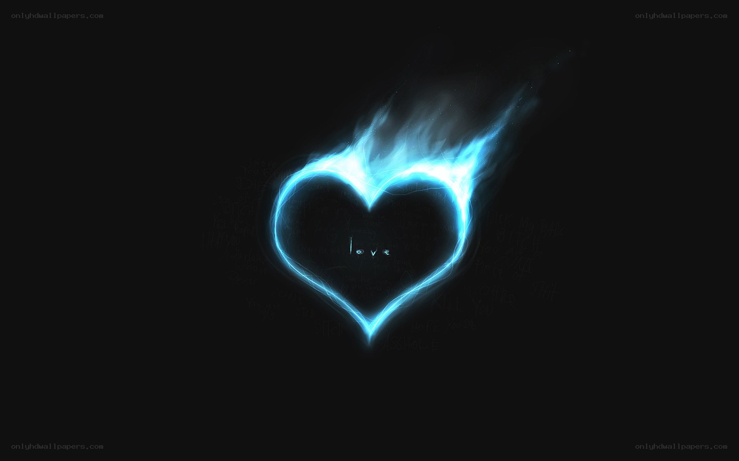 blue glowing heart flame