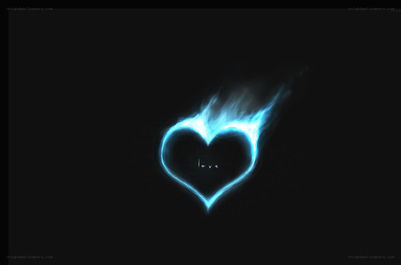 blue glowing heart flame