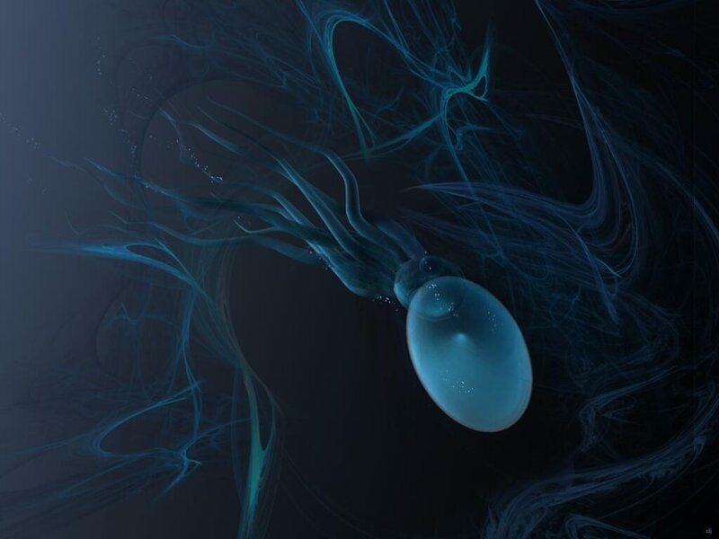 Blue Glowing Jellyfish — Mysterious
