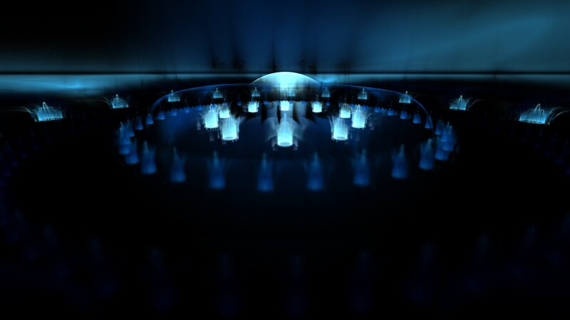 Blue Glowing Lights in Circle