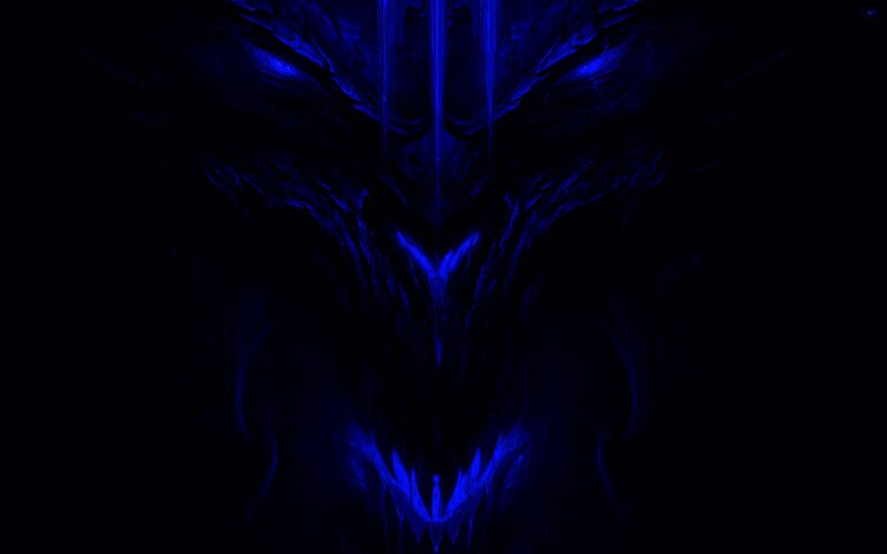 Blue Glowing Monster Face