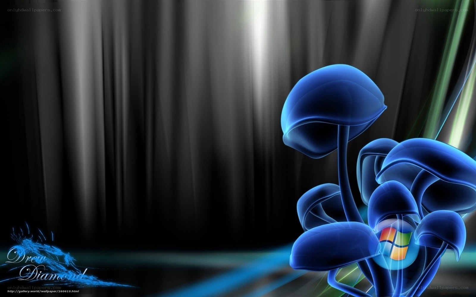 Blue glowing mushrooms wallpaper