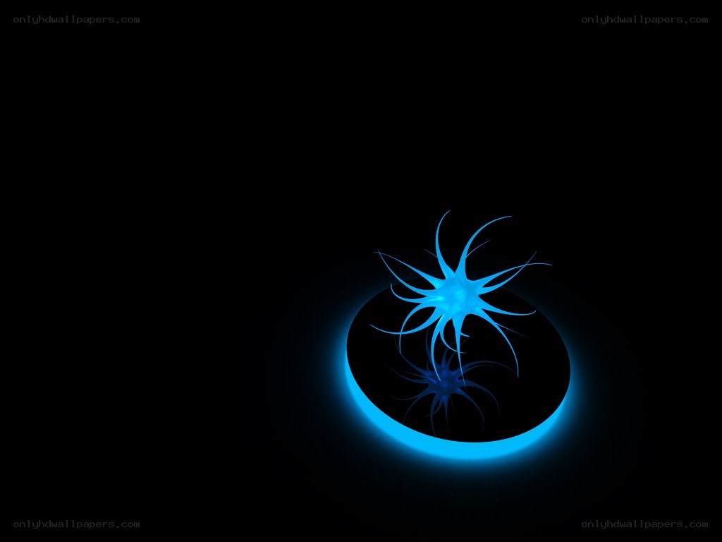 blue glowing neuron on black