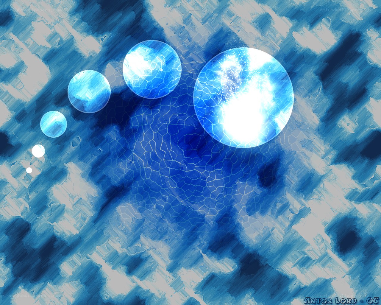 Blue glowing orbs in space