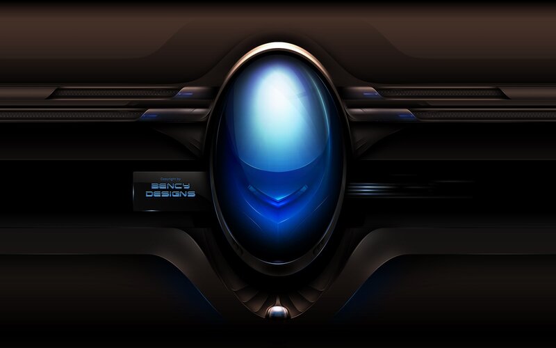 Blue Glowing Oval Object — Black