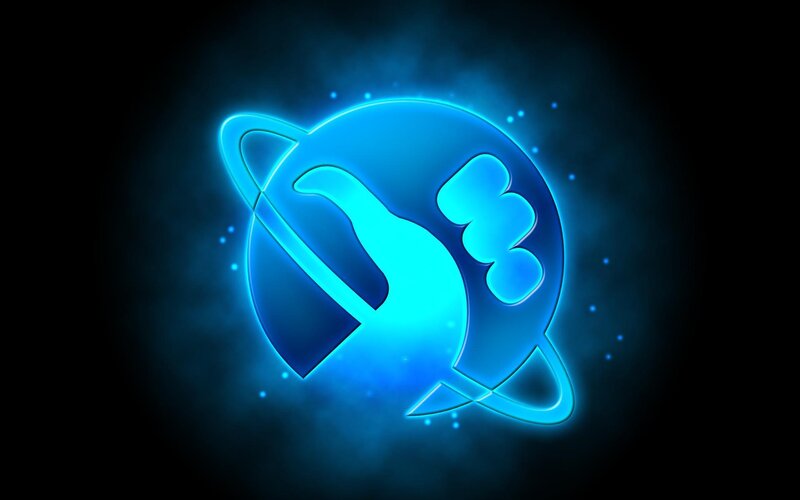 blue glowing planet logo