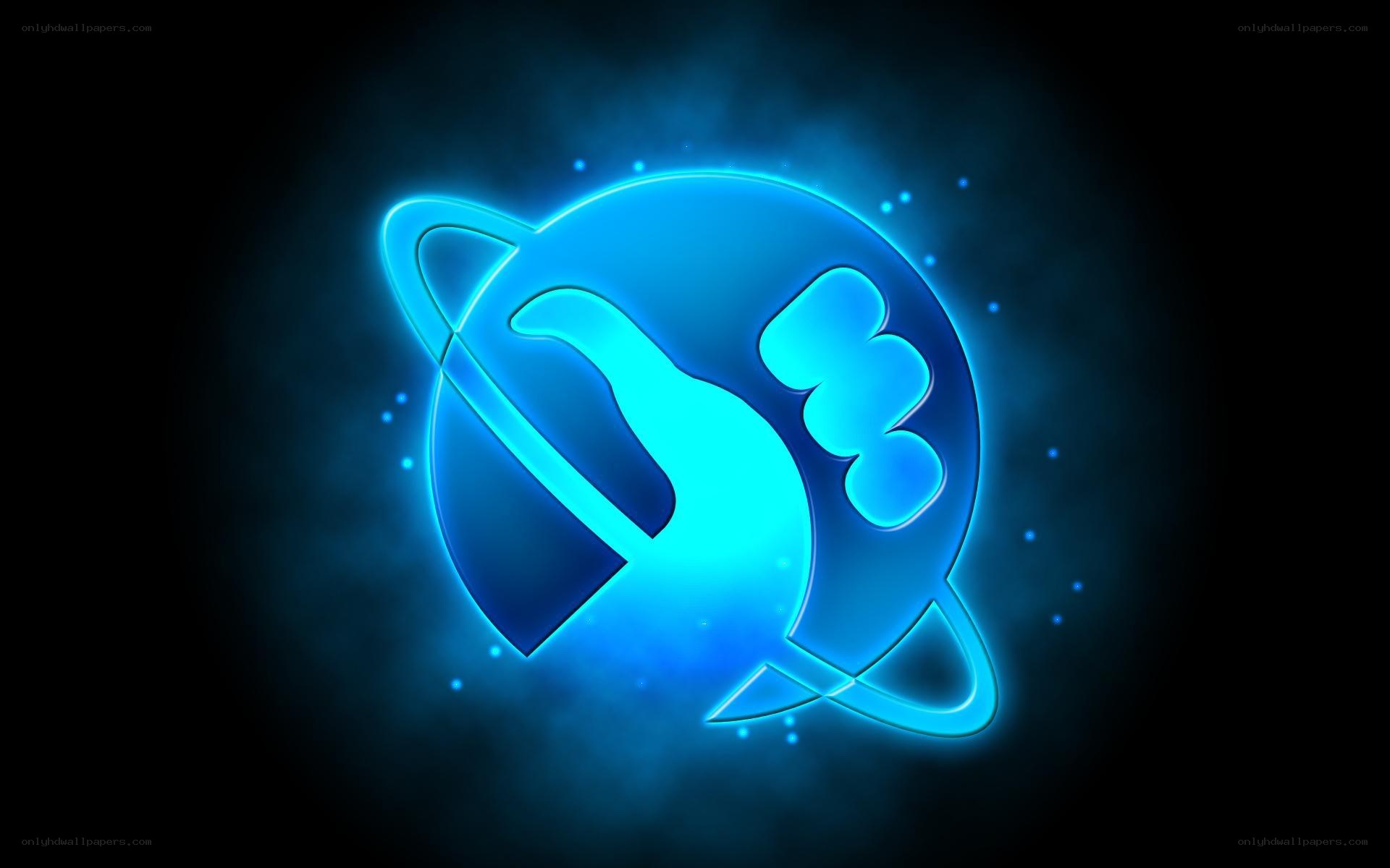 blue glowing planet logo