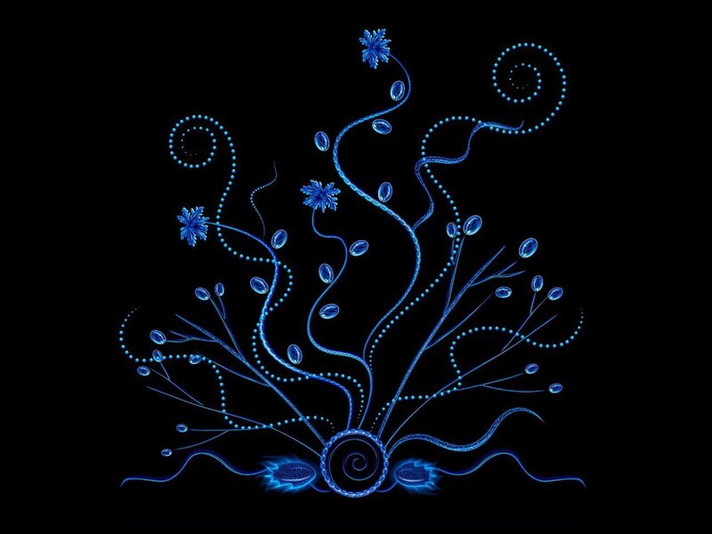 Blue Glowing Plant Design — Ethereal, Digital Art