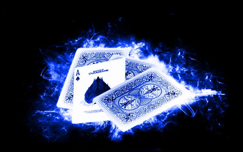 Blue glowing playing cards