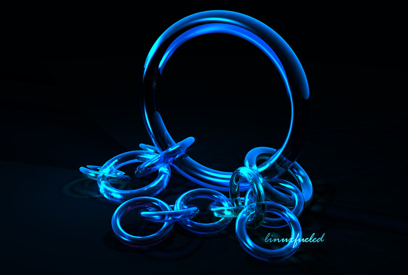 blue glowing rings chain