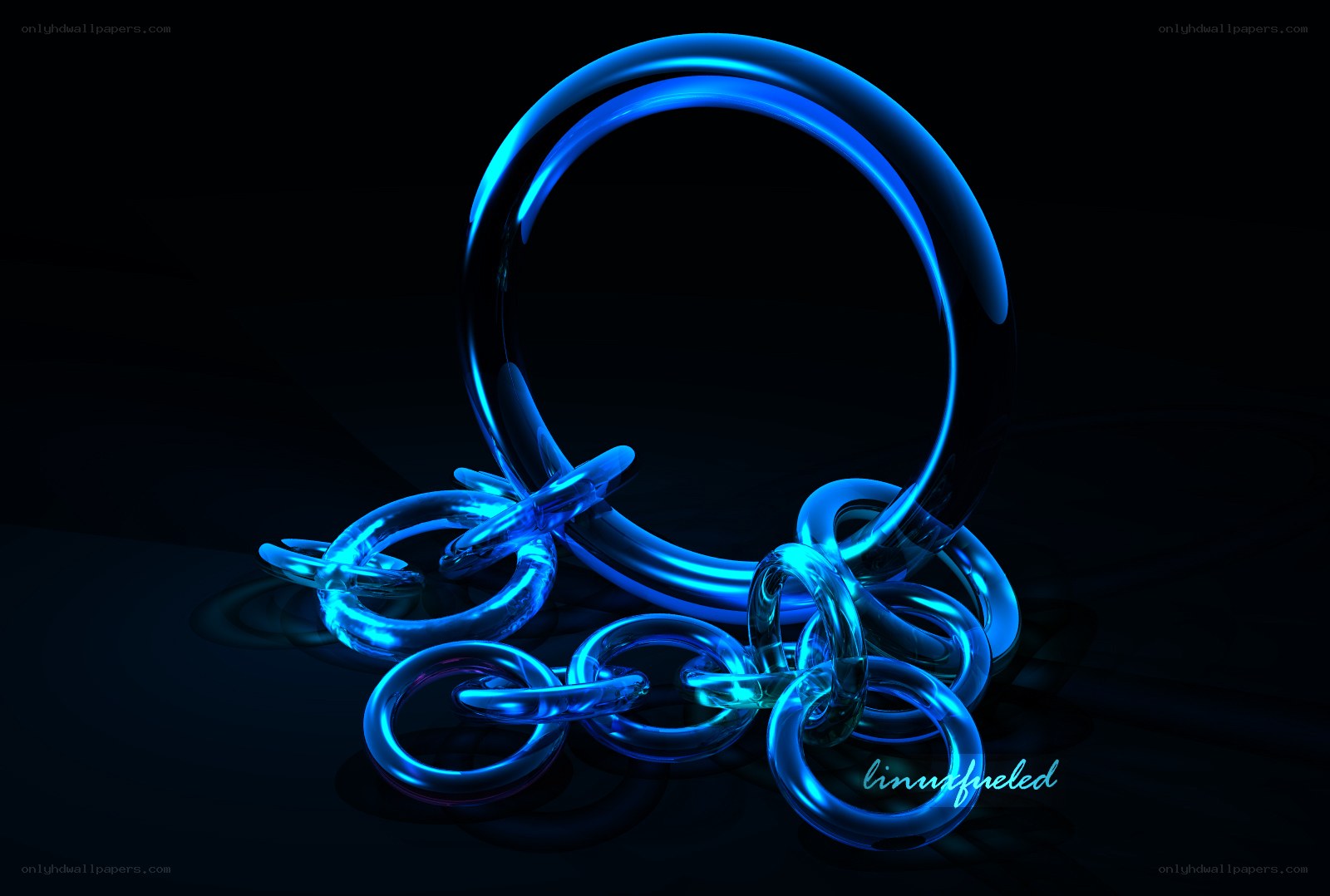 blue glowing rings chain