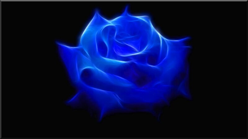 Blue Glowing Rose — Dramatic, Digital Art