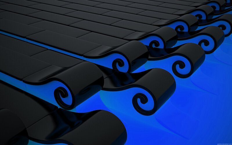 blue glowing scroll design