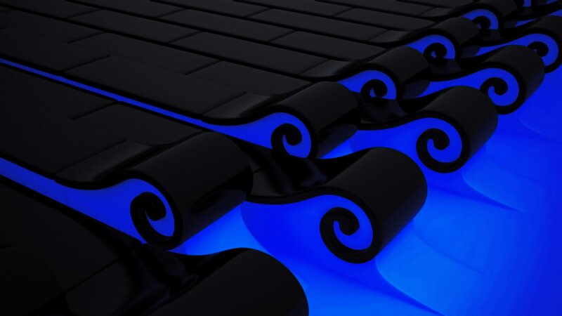blue glowing scroll design
