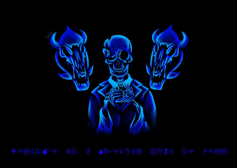 Blue Glowing Skeleton