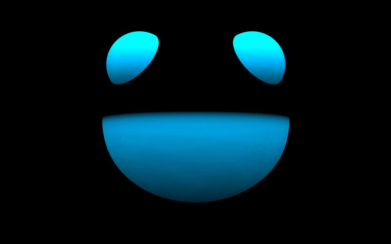 blue glowing smiley face