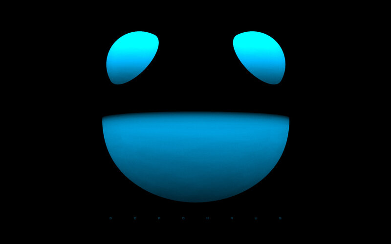 blue glowing smiley face