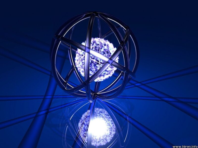 Blue glowing sphere in a cage