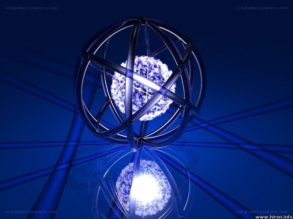 Blue glowing sphere in a cage