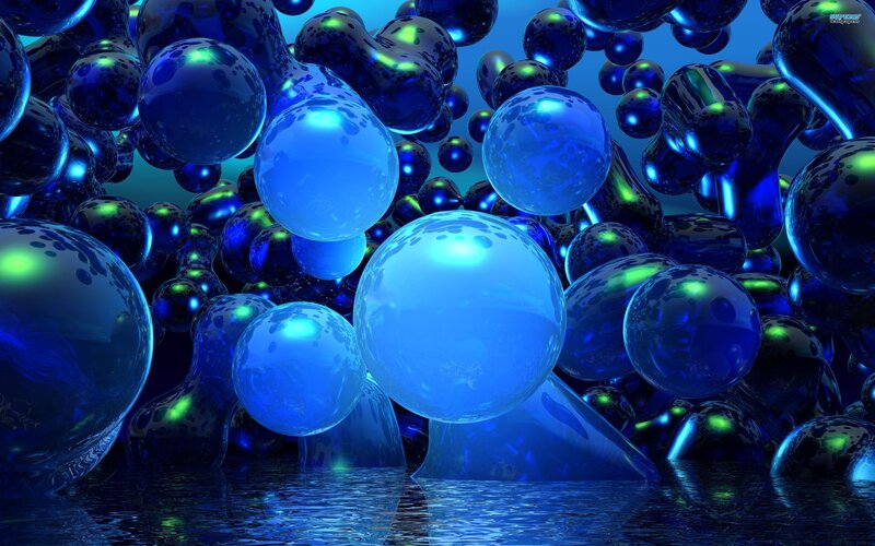 Blue Glowing Spheres — Abstract