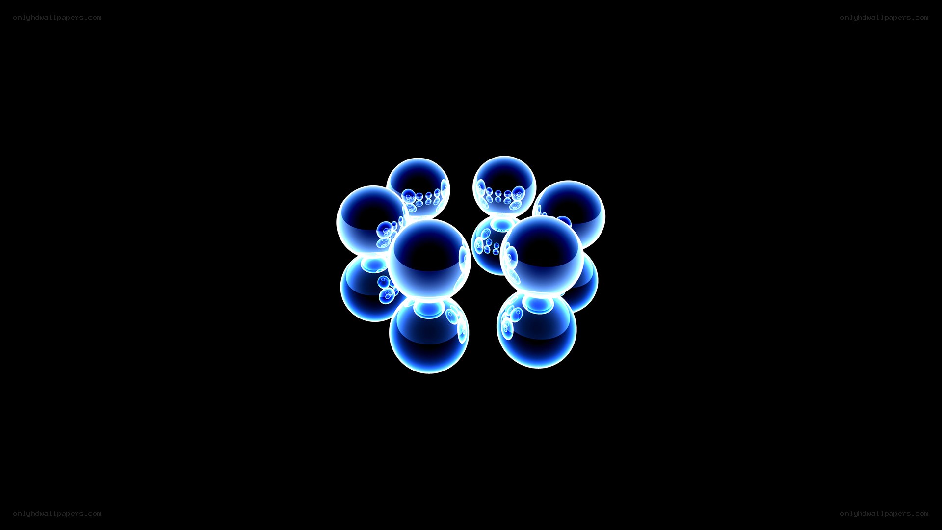 blue glowing spheres cluster