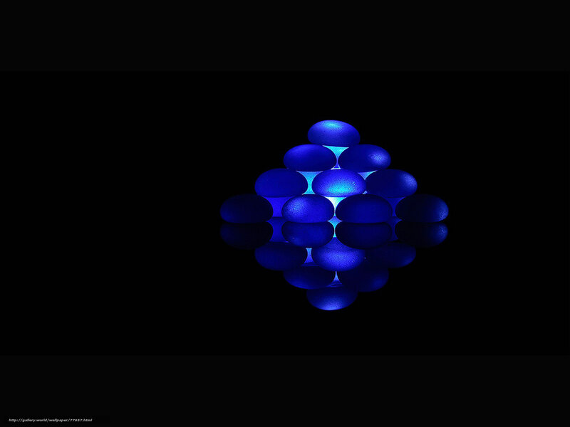 blue glowing spheres pyramid