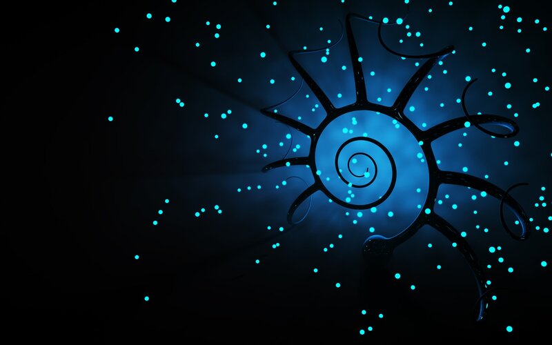 blue glowing spiral design