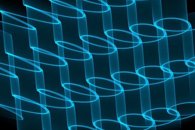 blue glowing spiral tubes
