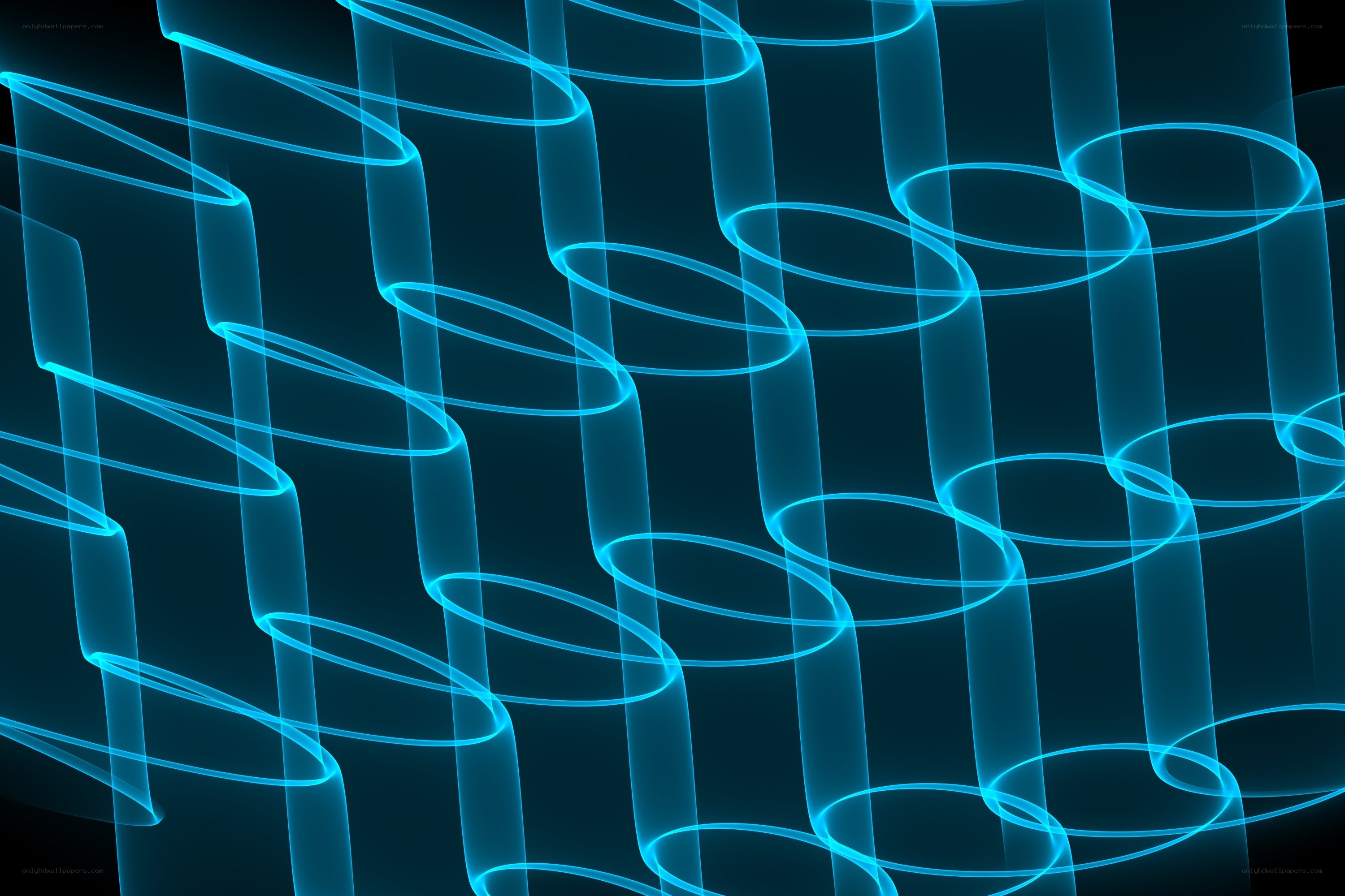 blue glowing spiral tubes
