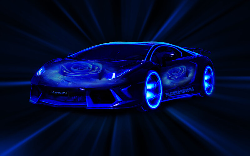 Blue Glowing Sports Car