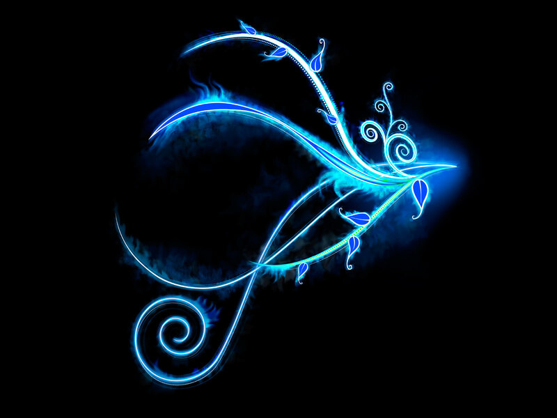 Blue Glowing Swirls — Ethereal, Digital Art