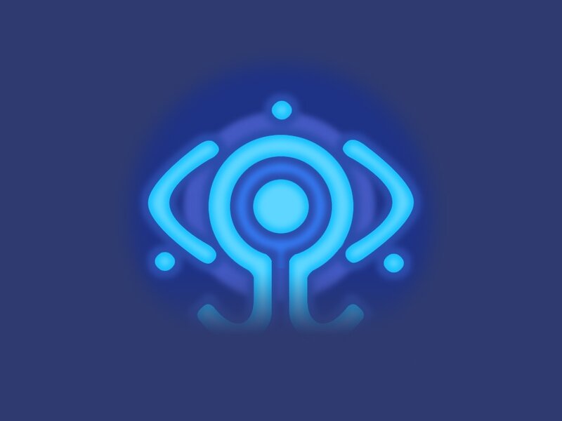 blue glowing symbol