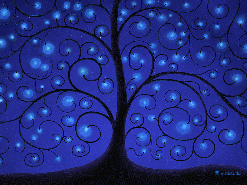 Blue Glowing Tree